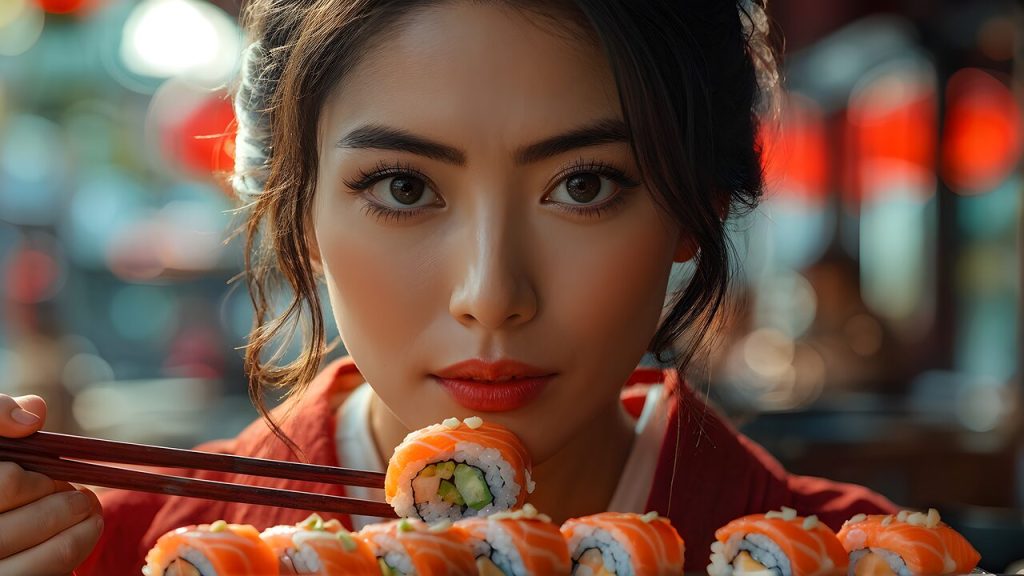 食事を楽しむ女性